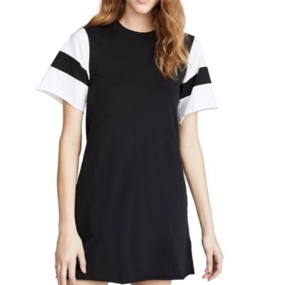 ATM Classic Jersey Striped Sleeve Crew Neck Tee Shirt Dress Pockets XS Jersey - Picture 2 of 11